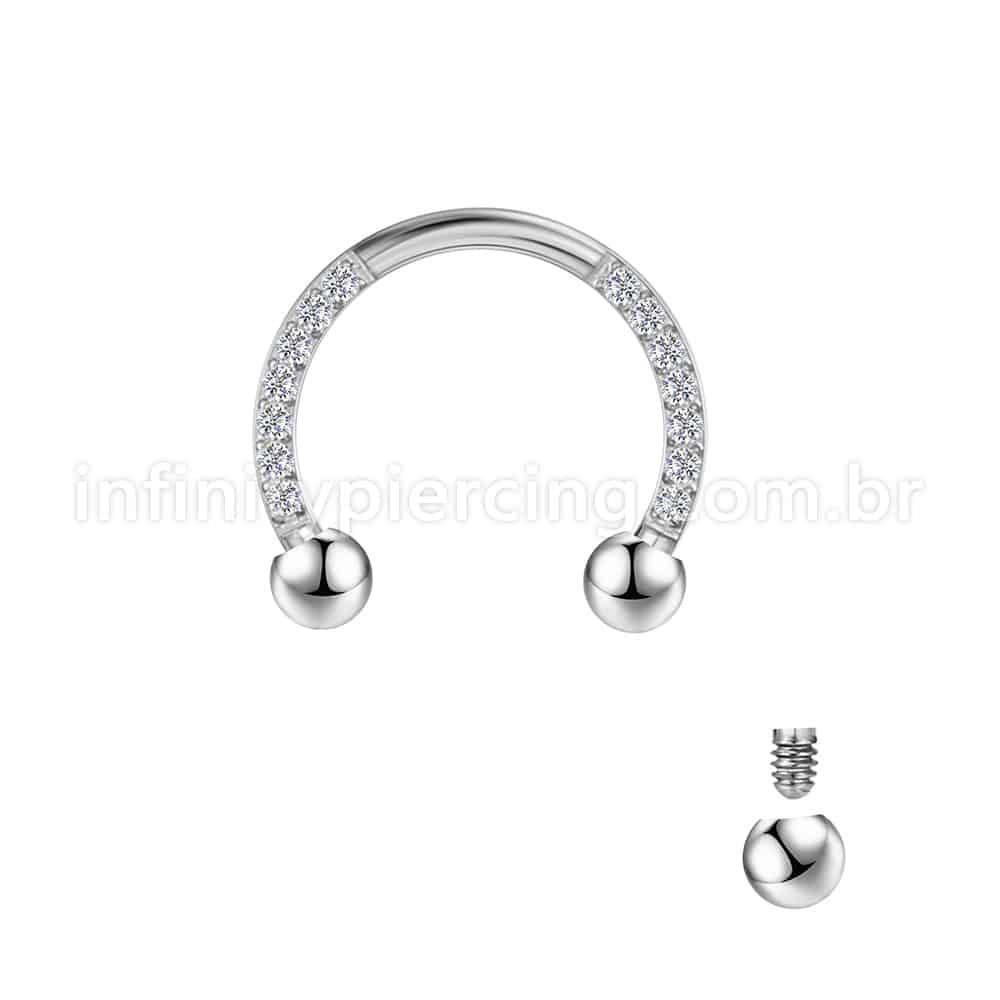 Piercing Ferradura Rosca Interna Zircônia Lateral